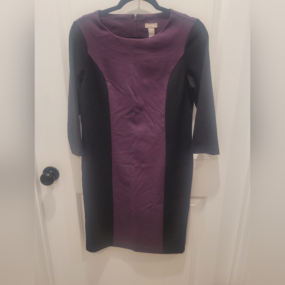 Chico's Purple Sheath Dress with Bateau Neckline Chicos Size 0